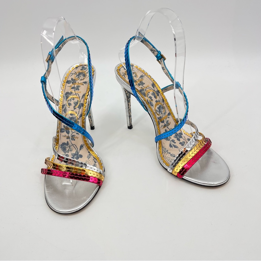 Gucci Haines 105 metallic sequin sandals 37.5‎